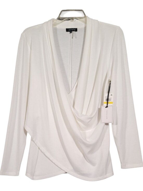 1. State Cross Front Cozy Knit Top Long Sleeve White Women's Size Medium NWT - Picture 1 of 12